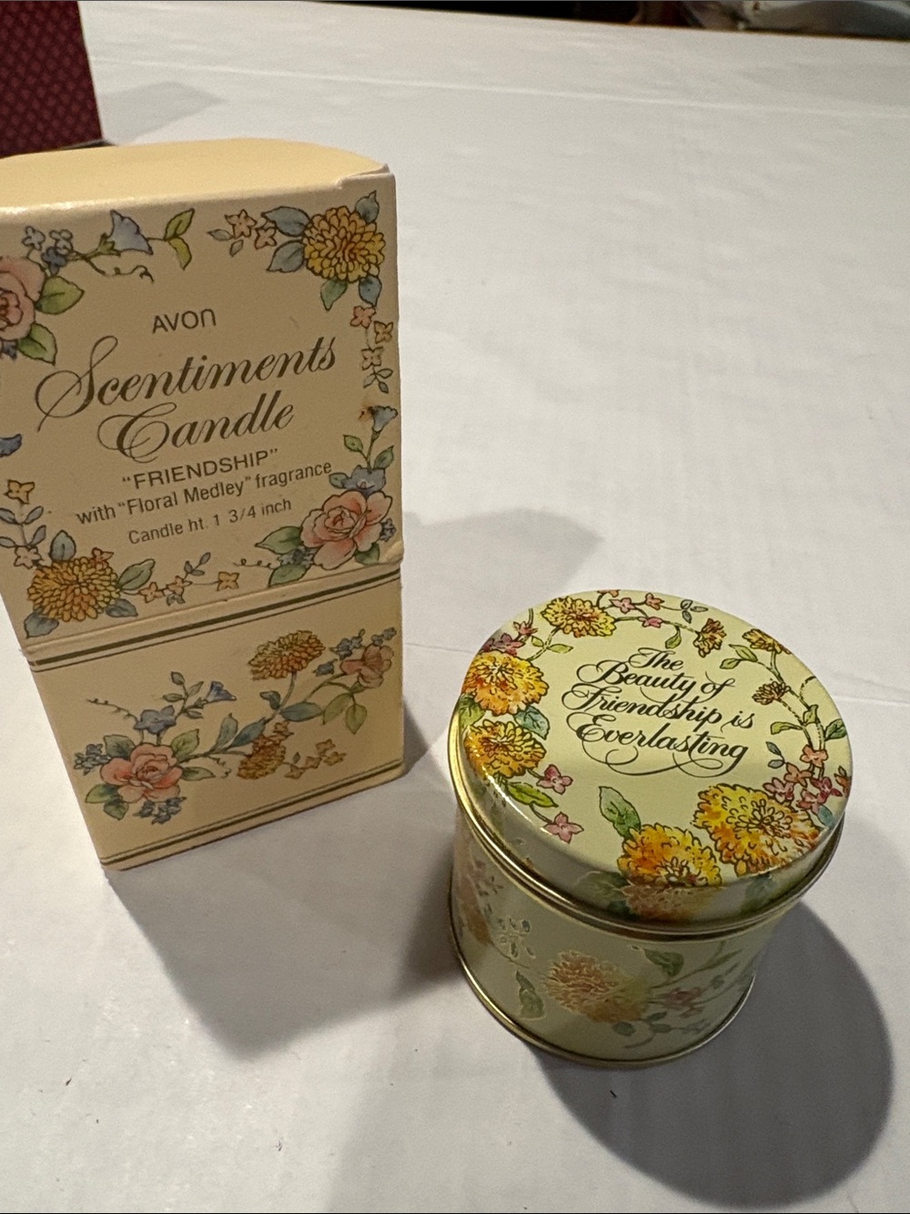 Vintage Avon Floral Friendship Tin Candle -